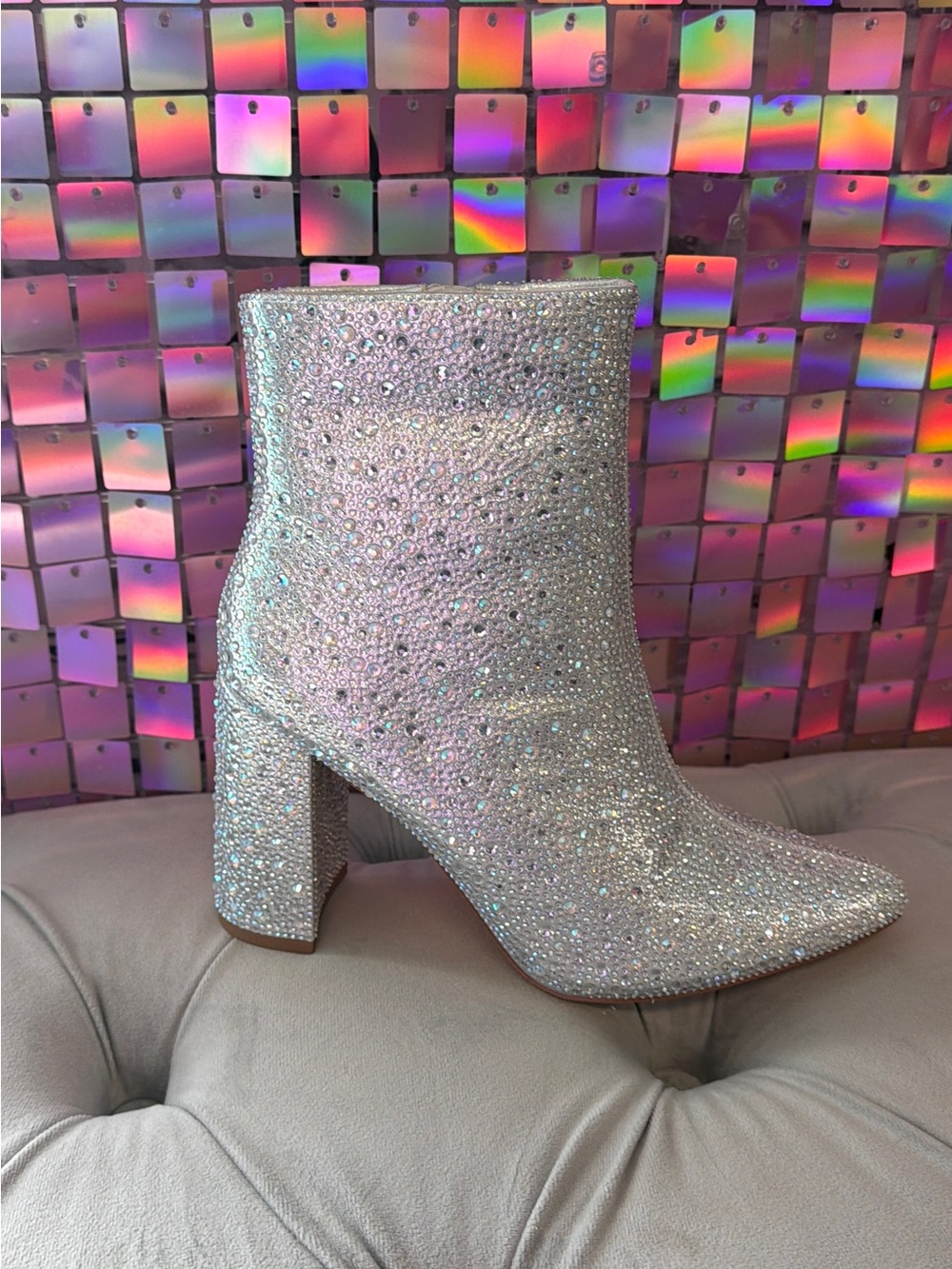 Silver rhinestone Crystal Embellished Ankle Boots various sizes